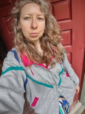 Women's Grey And Pink Reversible Hoodie Jacket with Pink & Teal Accents